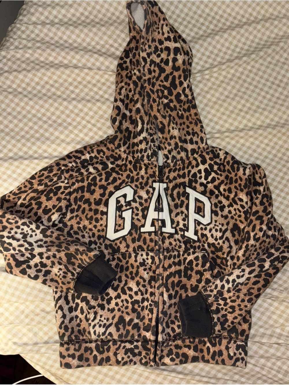 GAP Leopard Print Hooded Jacket in Brown and Black
